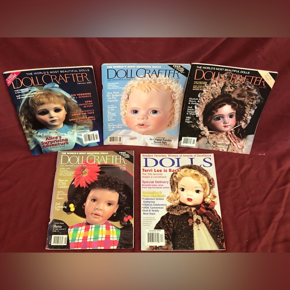 Lot Of 5 Doll Crafter Magazines With Sewing Patterns Various Years + Terri Lee